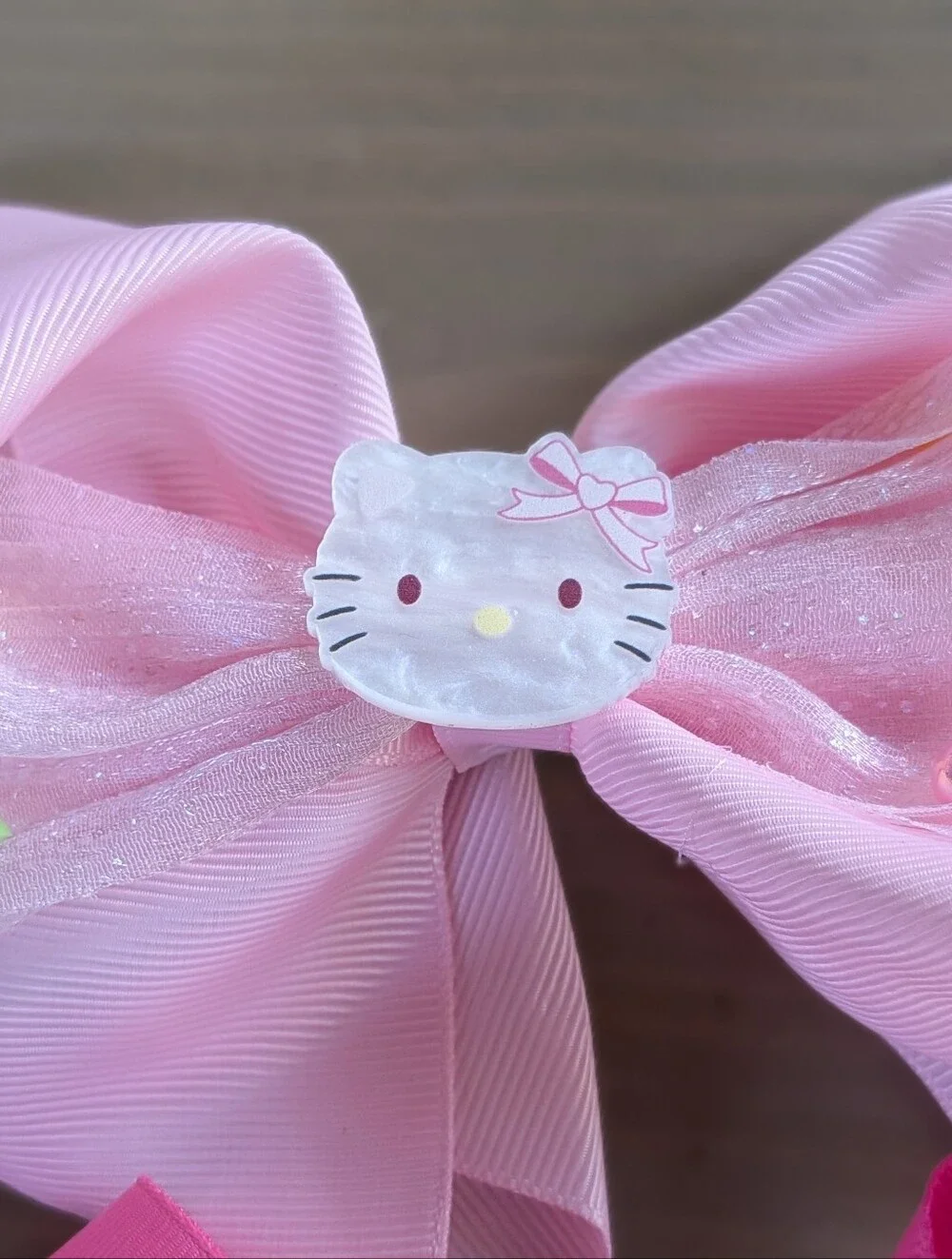 Set of 2 Kawaii Hair Bow Clips | Hello Kitty & My Melody | Oversized Pink